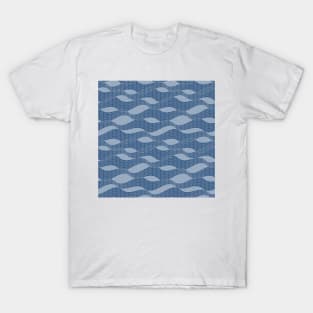 Tennis net with blue waves pattern T-Shirt